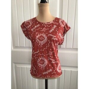 Harry Potter Marauders Map Womens Top Size L Wizarding World Orange Nwot